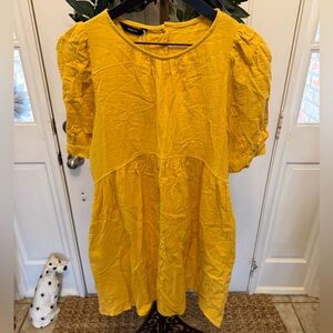 NWT Dokotoo Mustard Yellow Boho Style Peasant Dress SS M